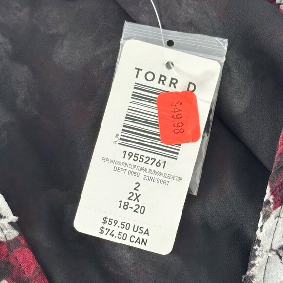 Torrid Womens Pullover Peplum Chiffon Floral Top Blouse Size 2X Multicolor - Picture 4 of 12
